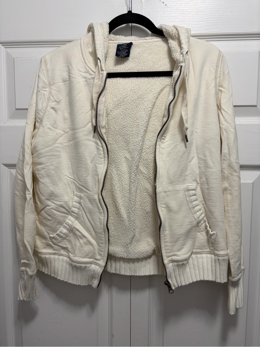 Faded Glory Cream Sherpa Hoodie M flaw
